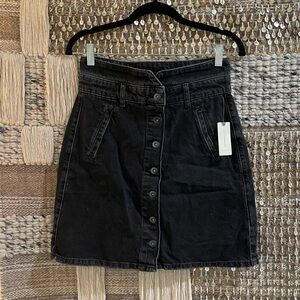 🖤 🩶 NWT Pilcro button front black gray denim mini skirt high waist sz 6